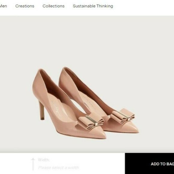 Salvatore Ferragamo Zeri Pointed Toe Pumps Blush/Tan Calf Leather 8 MSRP $750 main image 6
